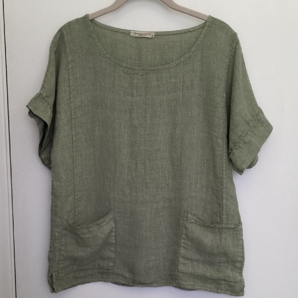 Francesca Bettini Green Linen Blouse